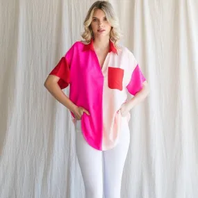 Color Me Crazy Hot Pink Mix Top