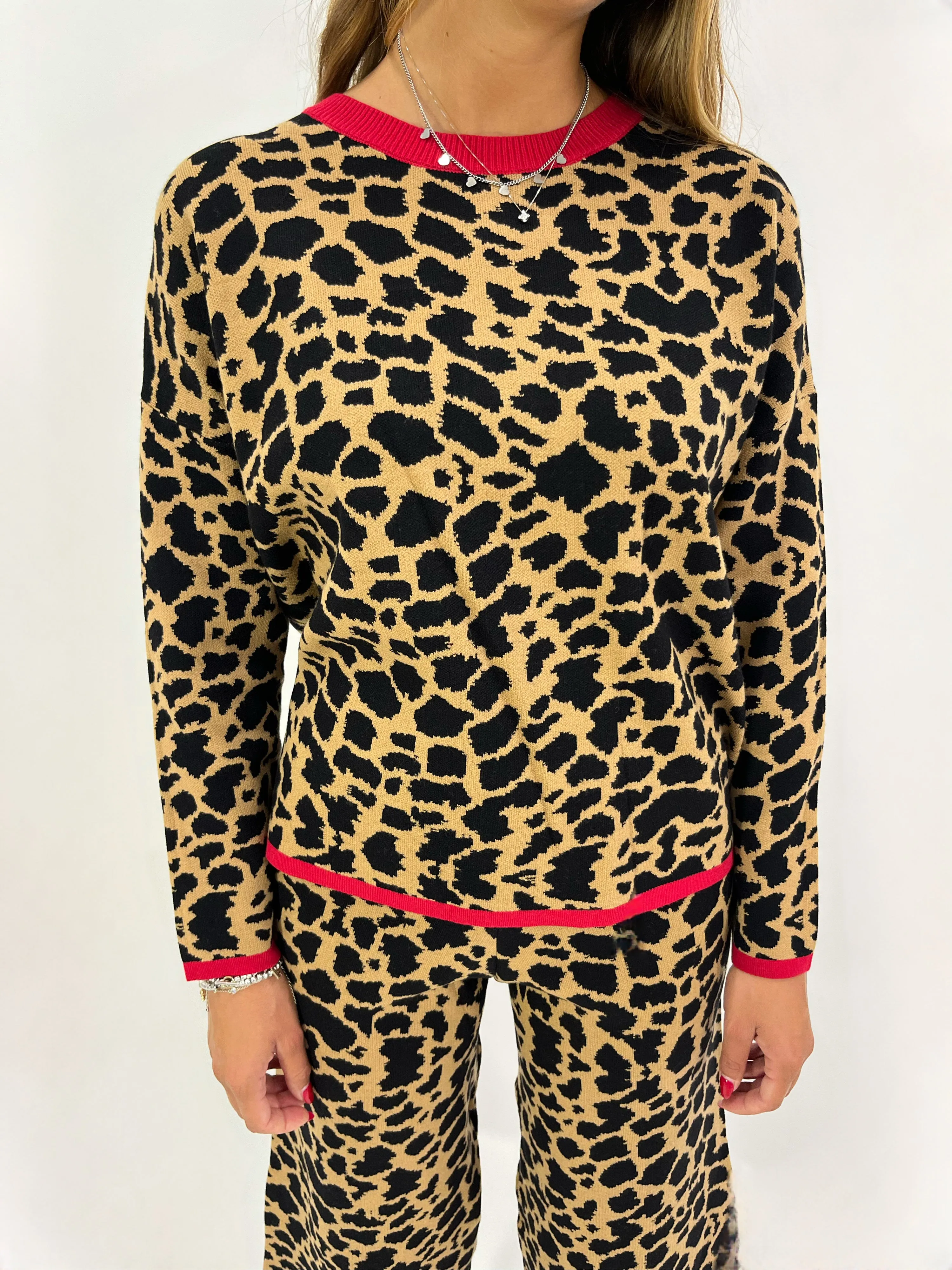 Completo pullover e pantaloni animalier