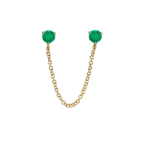 Connected Stud Earring - Emerald / 14k Yellow Gold