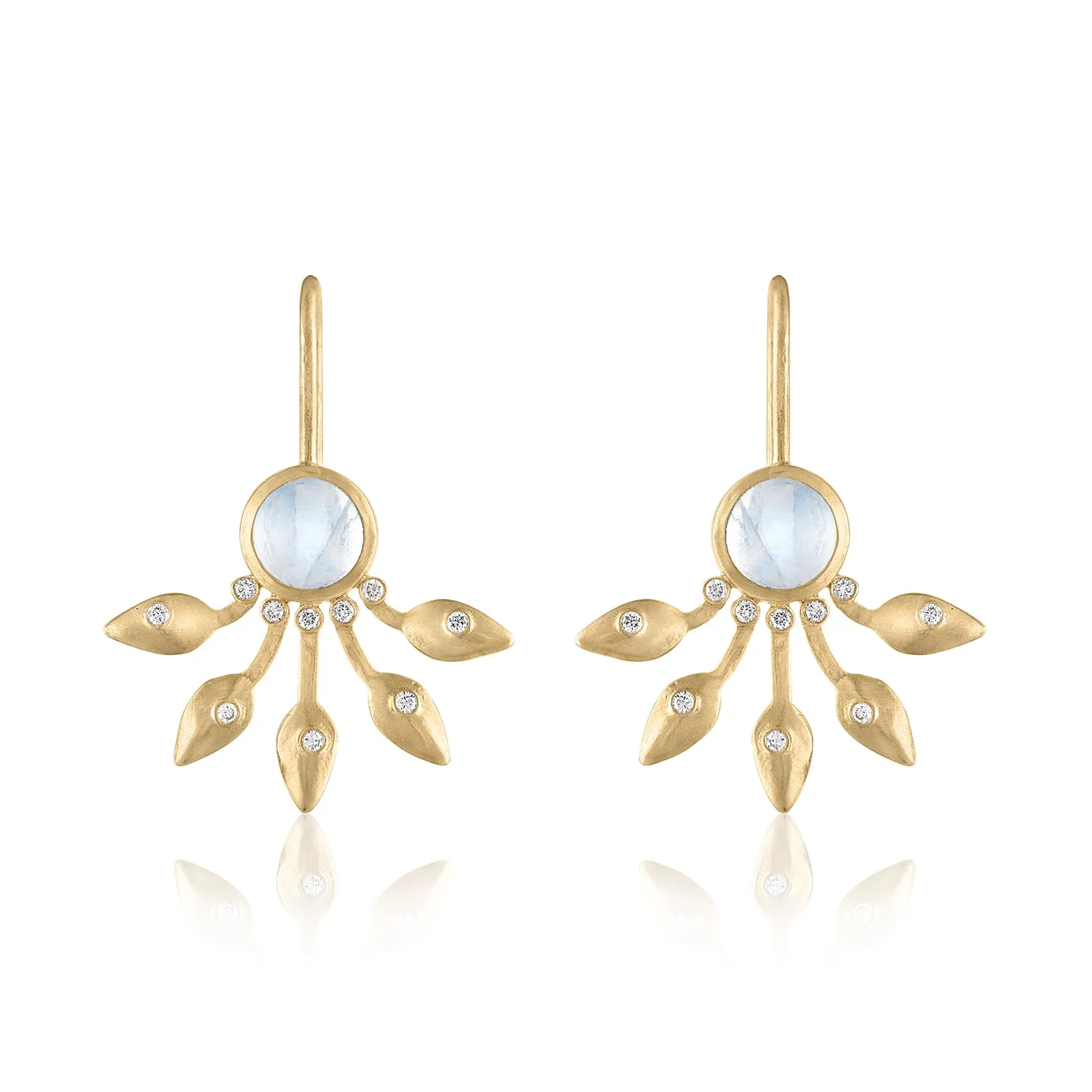 COROLLA MOONSTONE EARRINGS WITH DIAMONDS