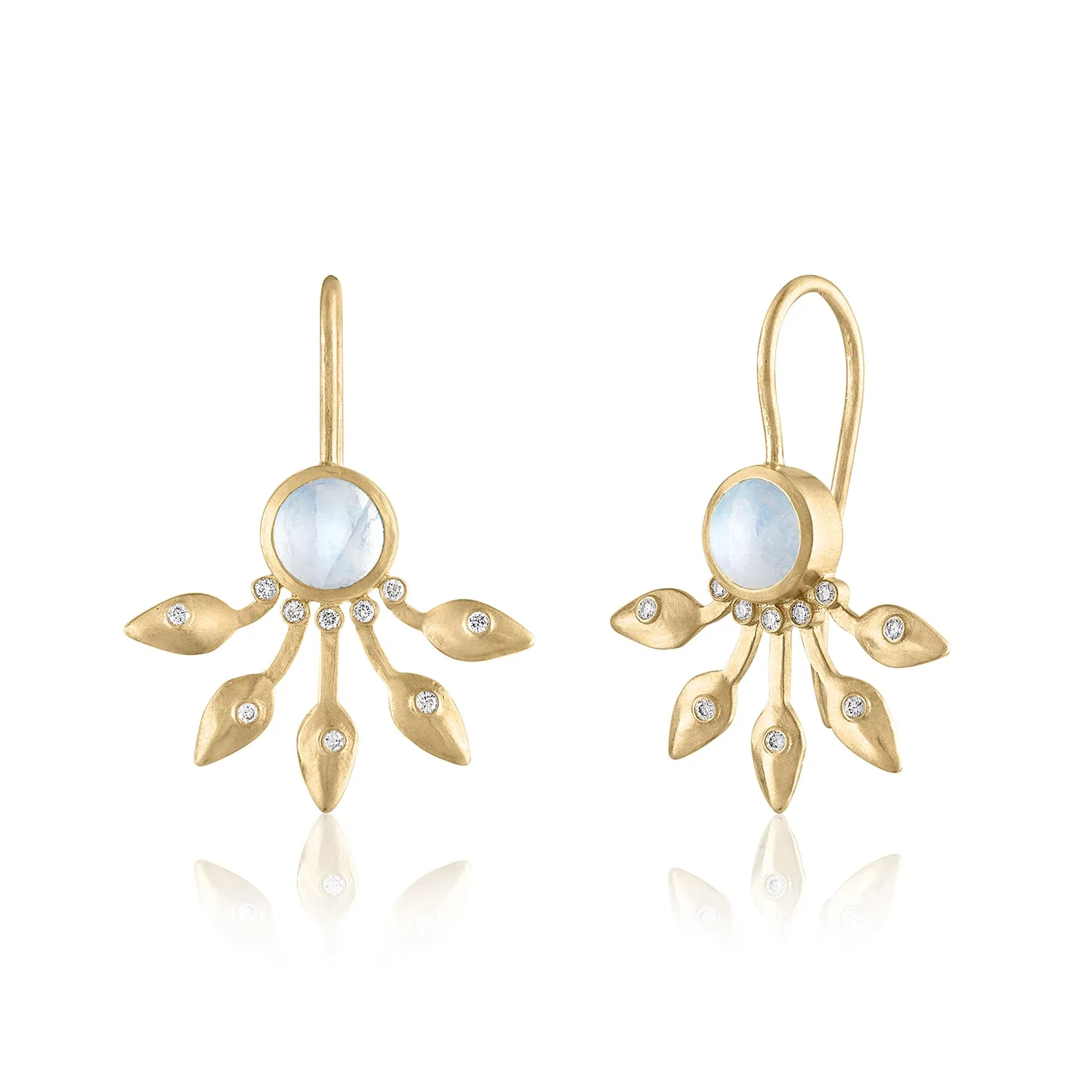 COROLLA MOONSTONE EARRINGS WITH DIAMONDS