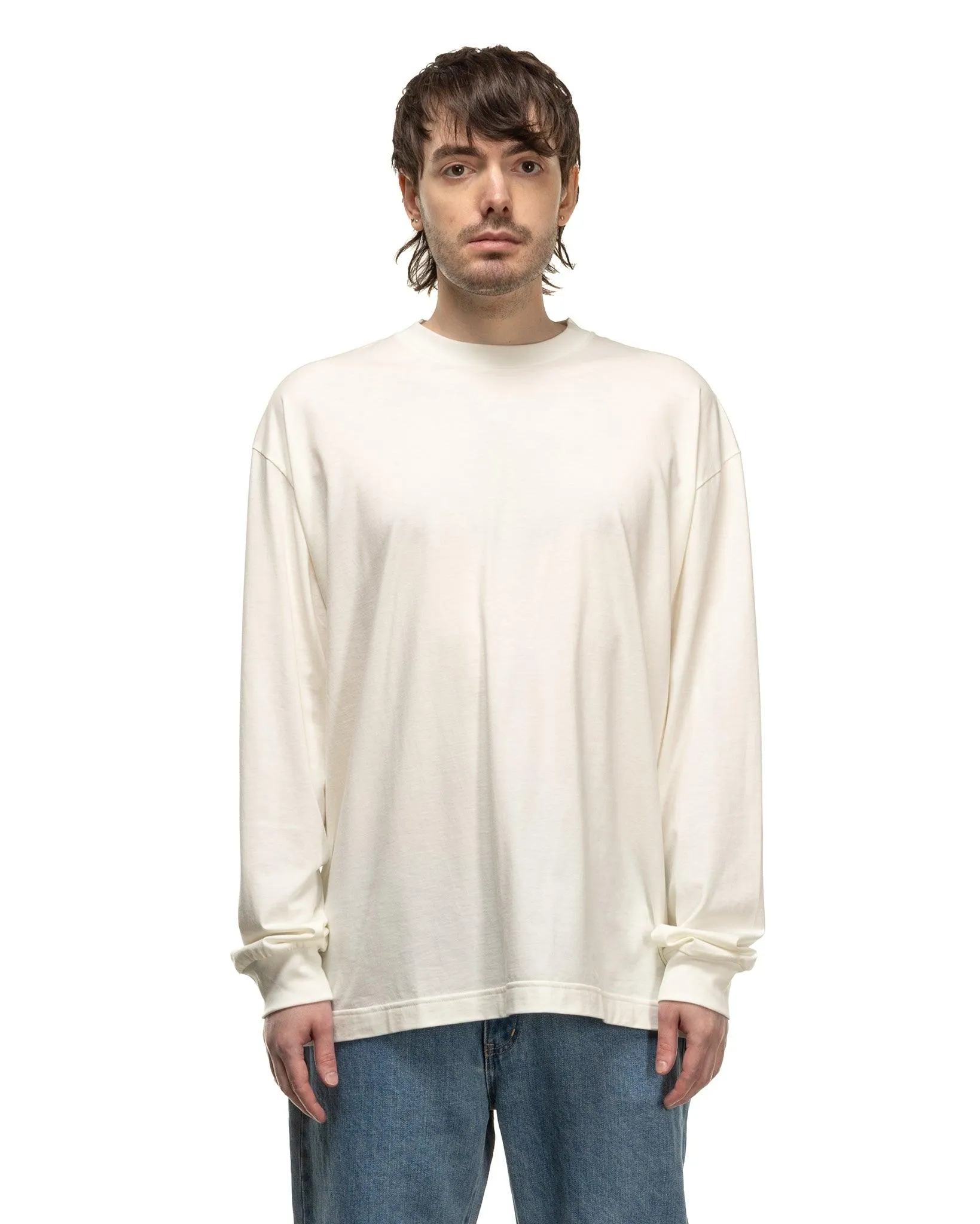 Cotton Silk L/S Baggy Tee White