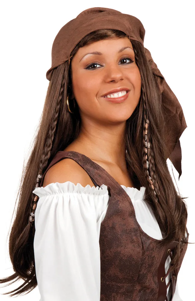 Dauntless Wig with Bandana Adventurous Pirate Accessory