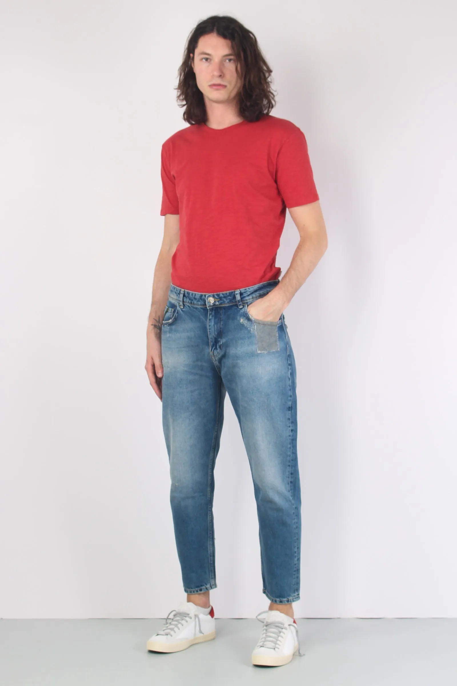 Denim Cropped Vintage Denim Medio