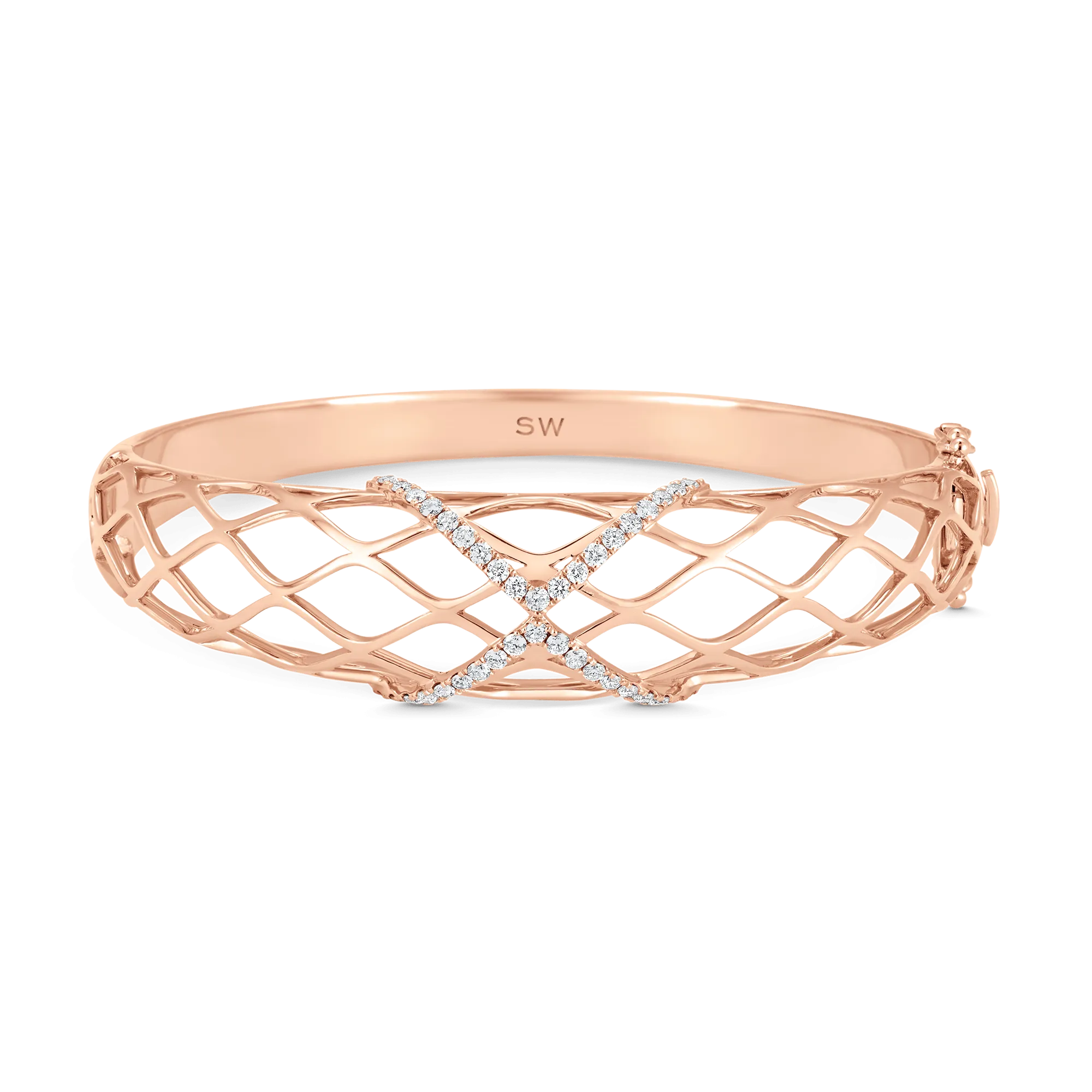 Dentelle Gold and Diamond Wave Bangle