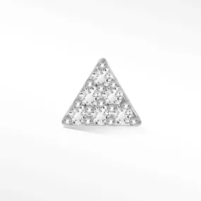 Diamond Flat Back Earring Pyramid  14k White