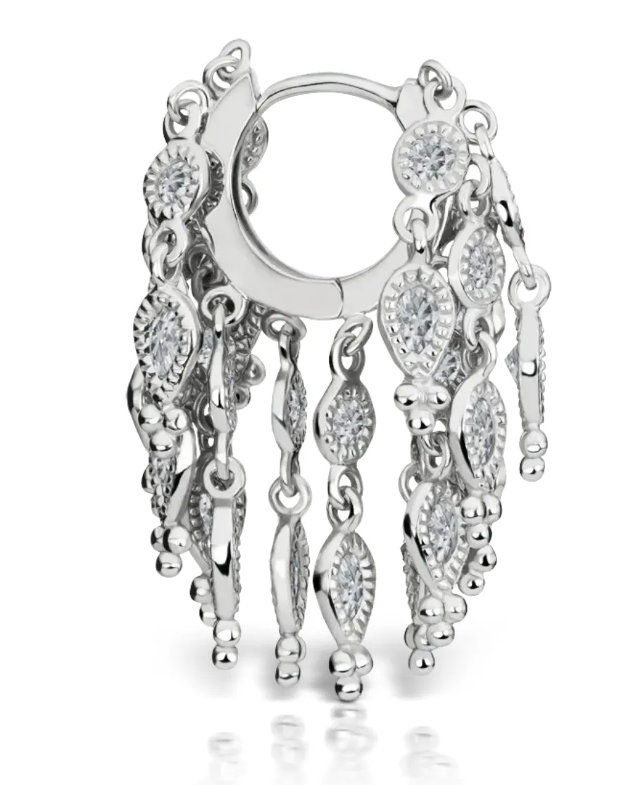 Diamond Tassel Eternity Hoop Earring