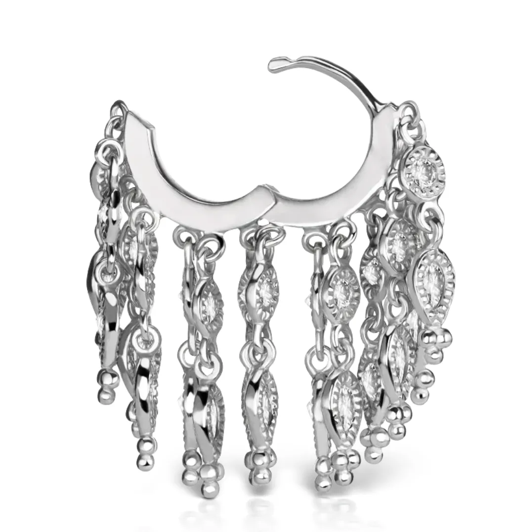 Diamond Tassel Eternity Hoop Earring