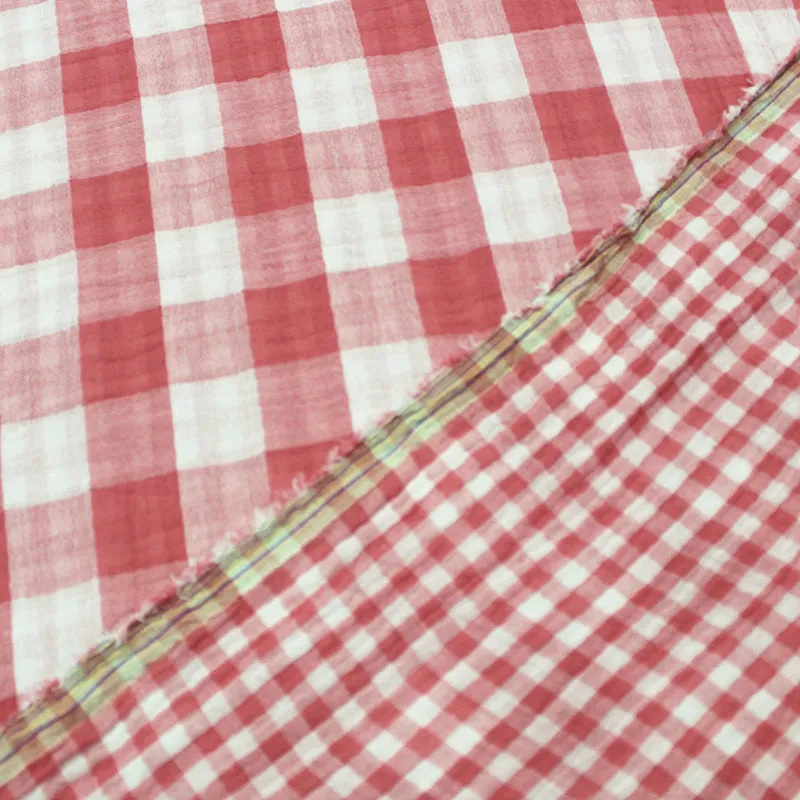 Double Gauze - Reversible - Rose Pink Gingham