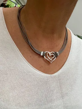 Double Heart Rope Necklace