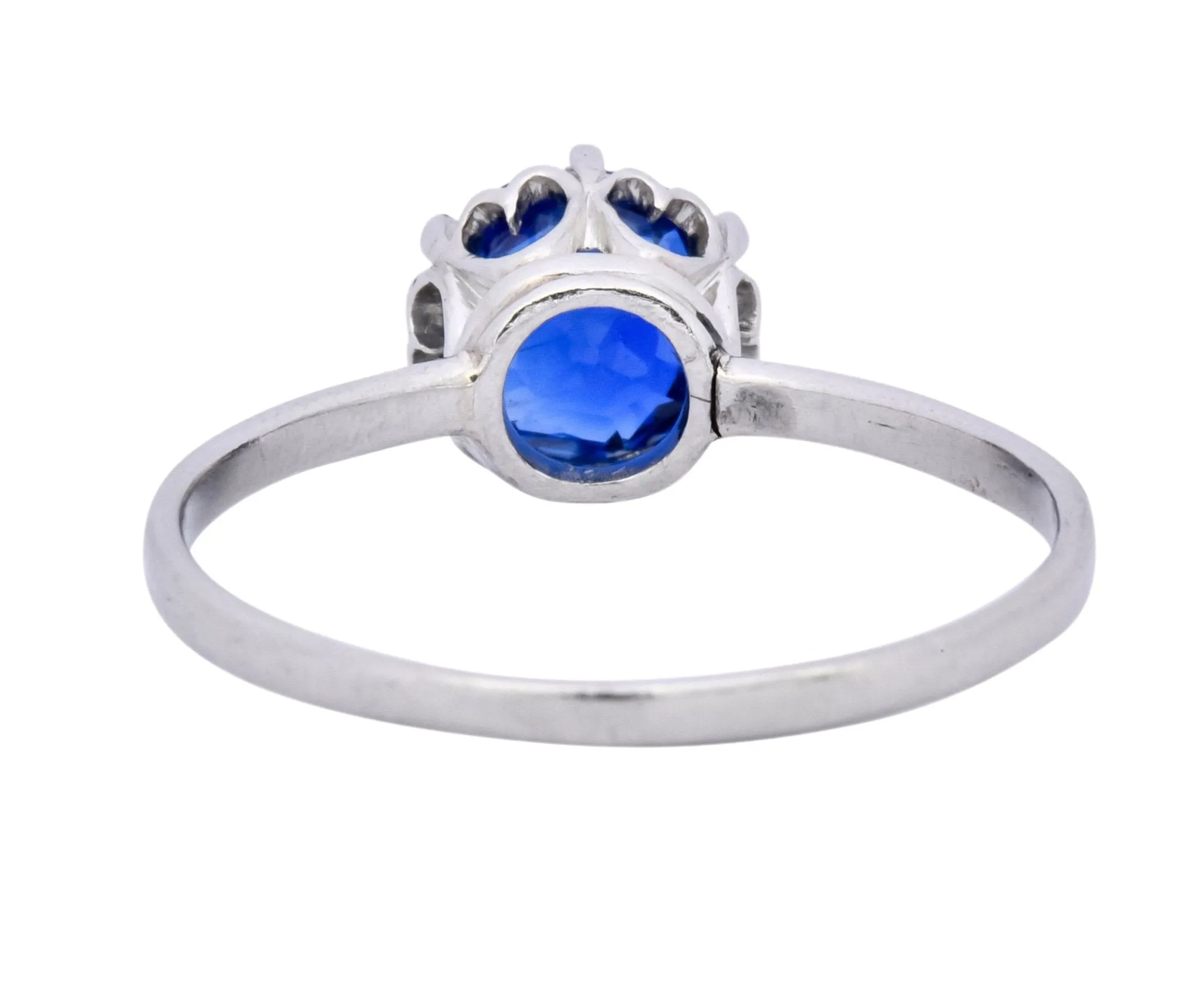 Edwardian 1.59 CTW No Heat Burma Sapphire Platinum Heart Filigree Ring AGL