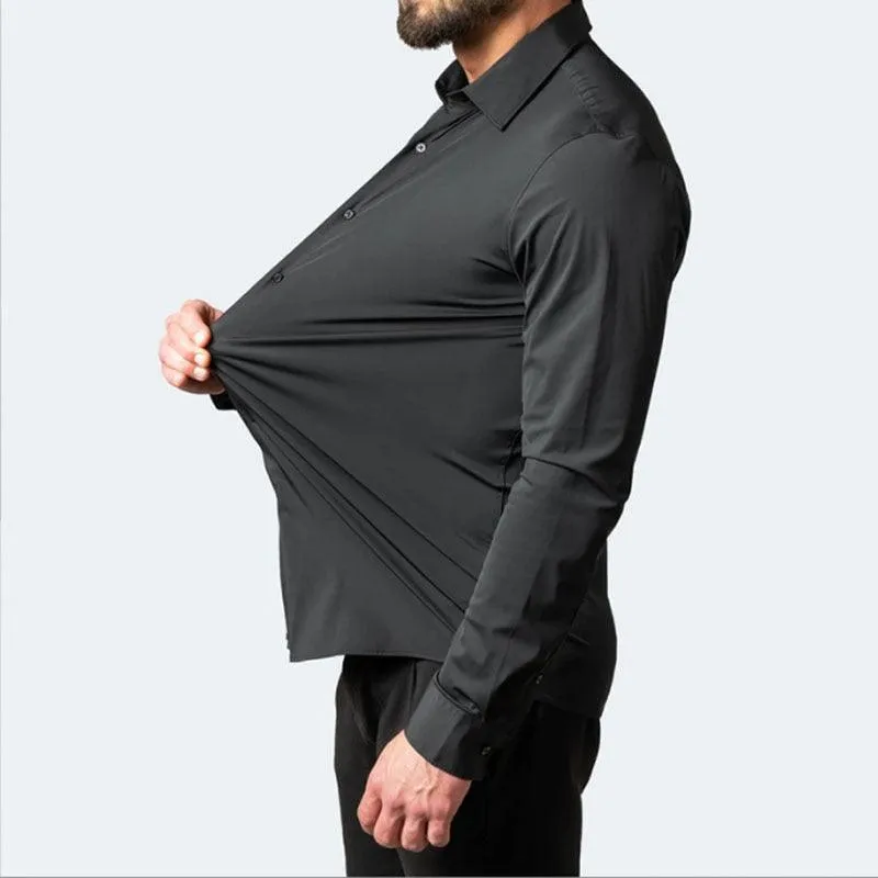 Elastic force non-iron long-sleeved business casual shirt