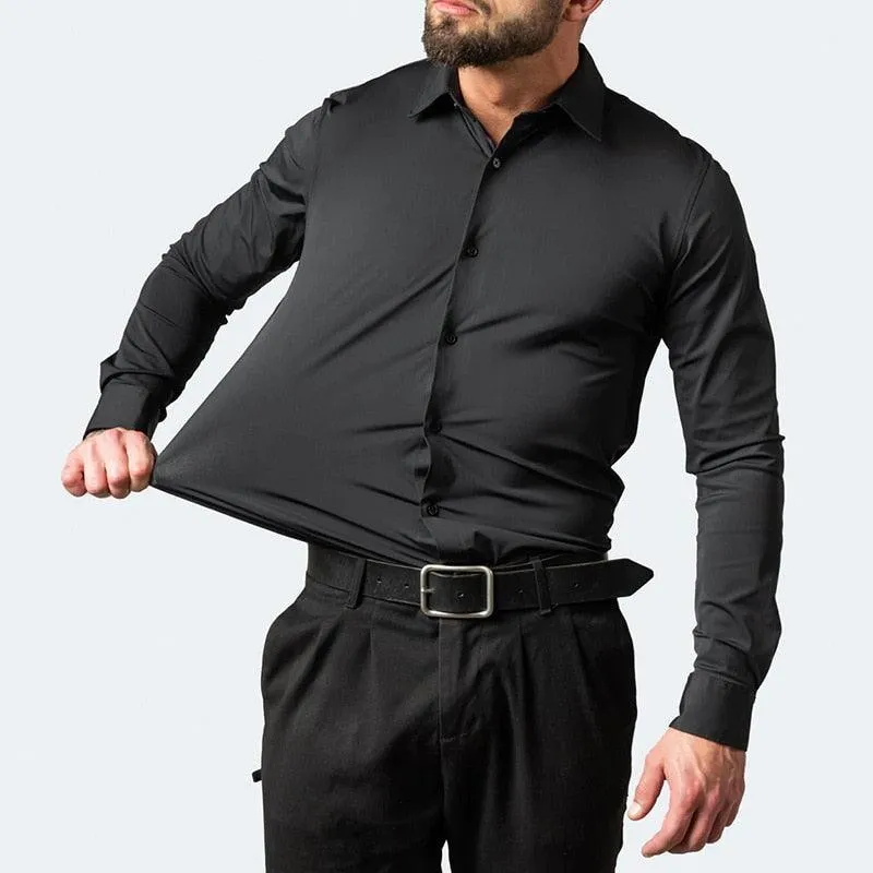 Elastic force non-iron long-sleeved business casual shirt