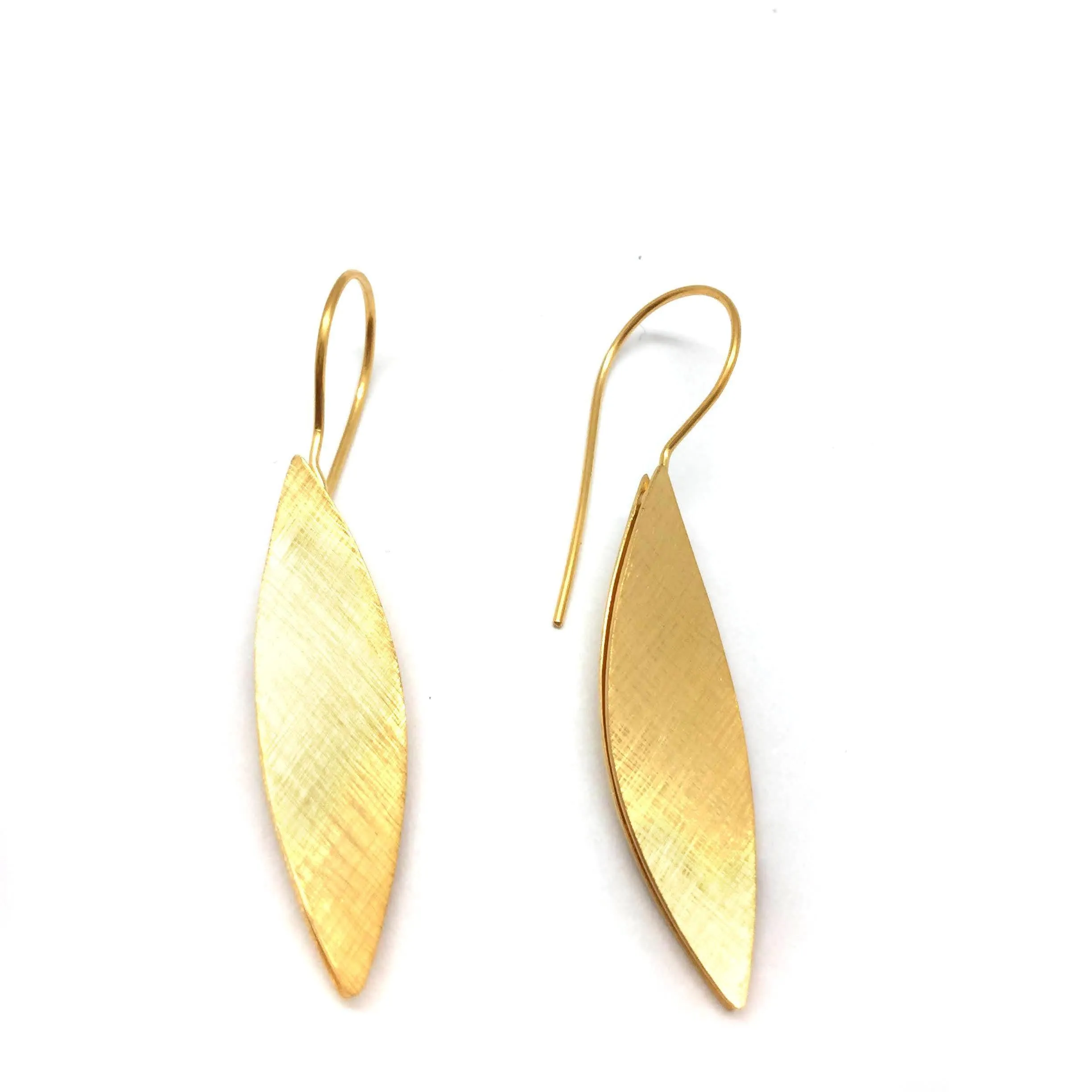 Elongated Gold Marquise Leaf Earring