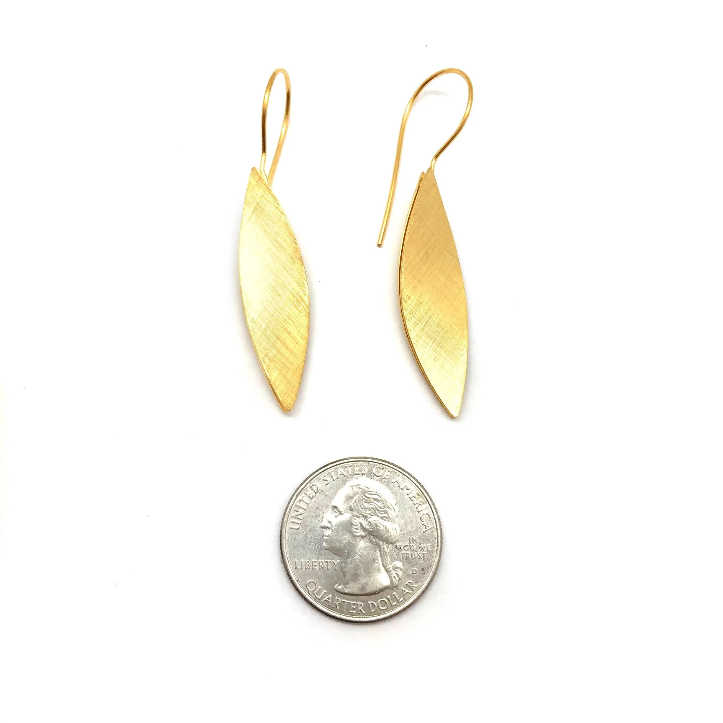 Elongated Gold Marquise Leaf Earring