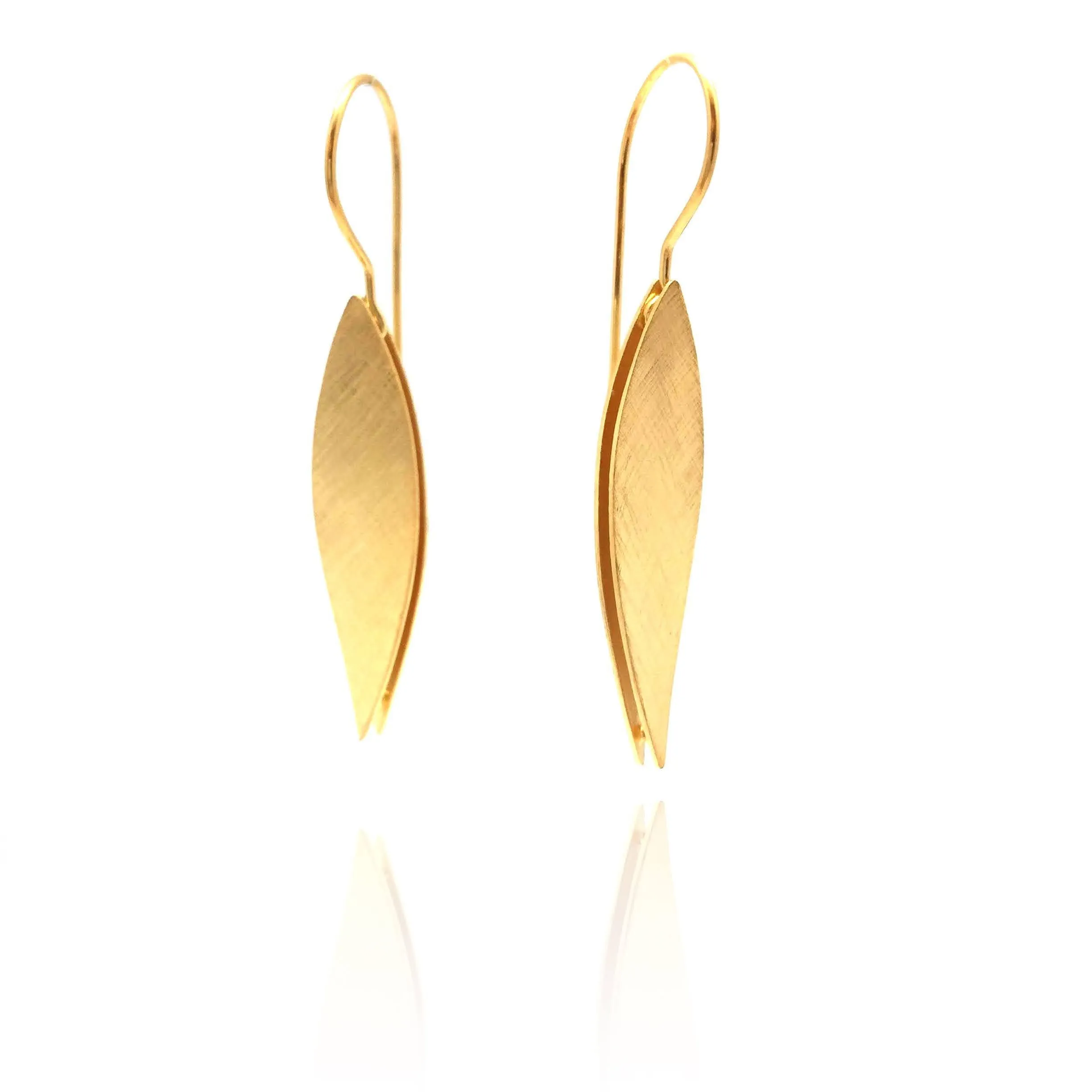 Elongated Gold Marquise Leaf Earring