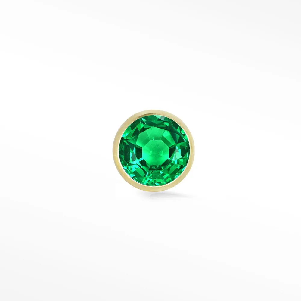 Emerald Flat Back Earring 2mm Bezel 14k Yellow