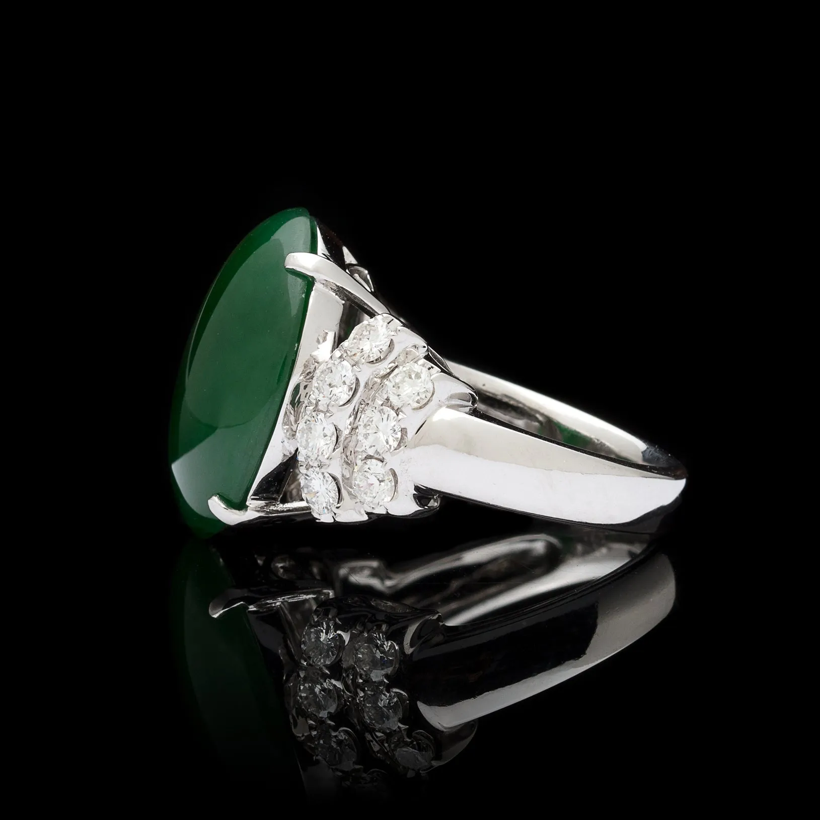 Exceptional GIA Natural Jadeite Imperial Jade & Diamond Ring