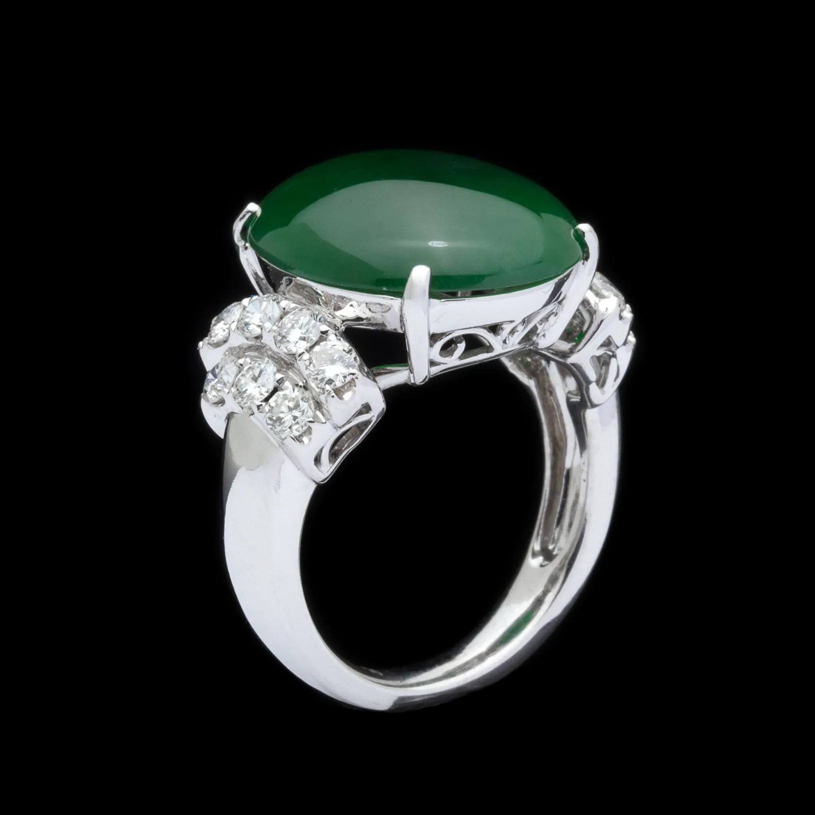 Exceptional GIA Natural Jadeite Imperial Jade & Diamond Ring