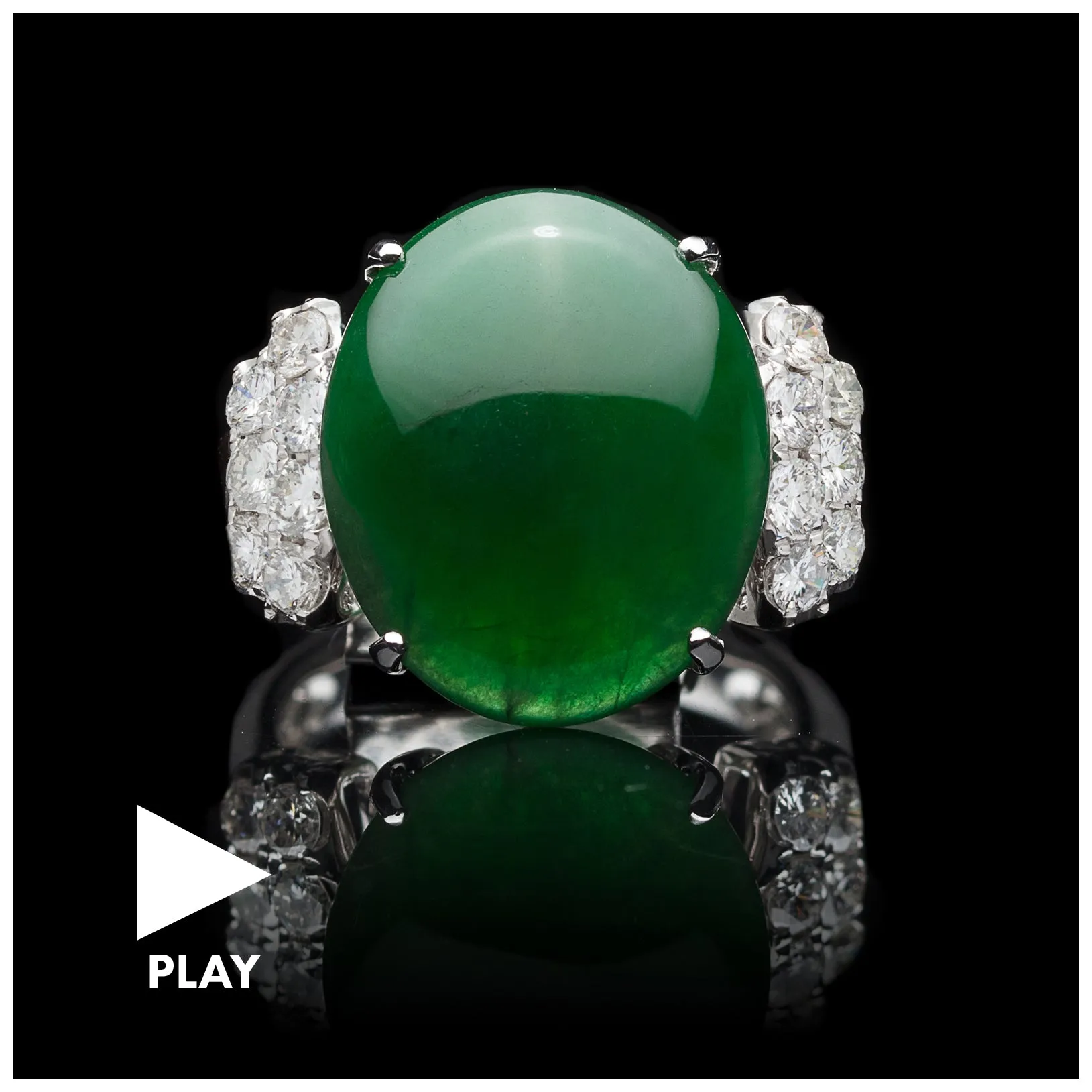 Exceptional GIA Natural Jadeite Imperial Jade & Diamond Ring