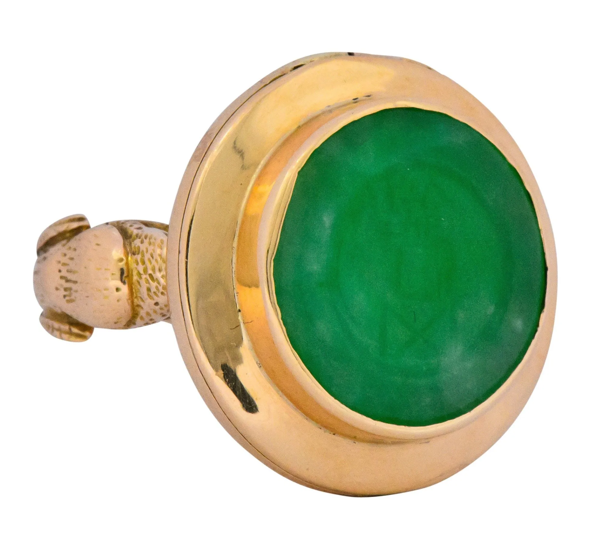 Fascinating Victorian Carved Jade 14 Karat Gold Poison Locket Ring