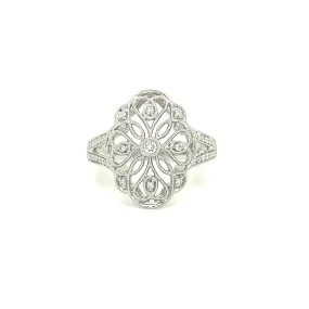 Filigree Diamond Ring with 0.2ctw of Diamonds in 14K White Gold