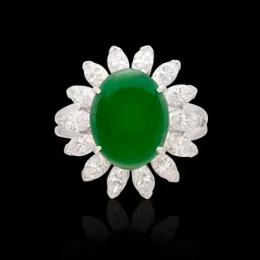 Fine GIA Type A Jadeite & Diamond Platinum Ring