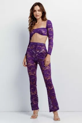 Floral Lace Crop Top & Pant Set