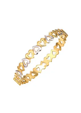 For You Collection 9Ct Rolled Gold Two-Tone Reverse Heart Bangle | Kaleidoscope