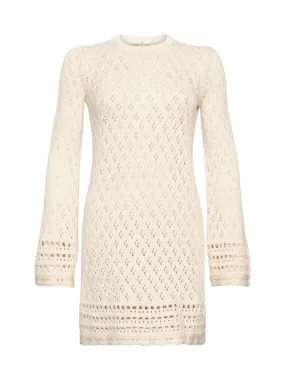 Frame Crochet Shift Dress in Ecru