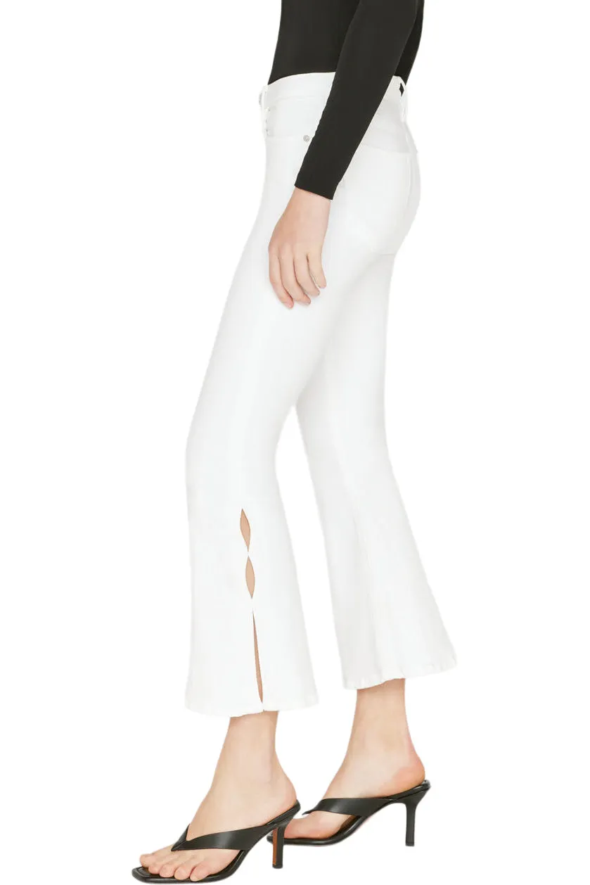 Frame Denim Le Crop Flare Mini Slits in Blanc