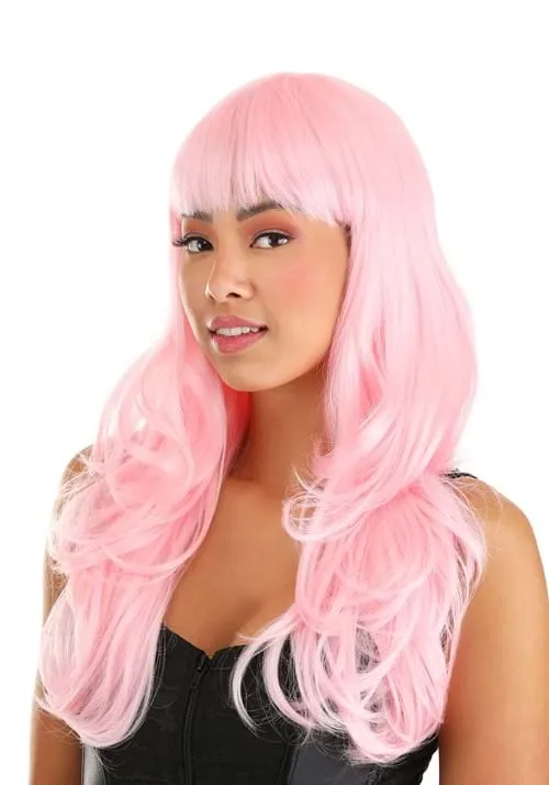 Full Light Pink Wavy Wig