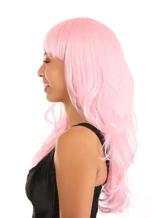 Full Light Pink Wavy Wig