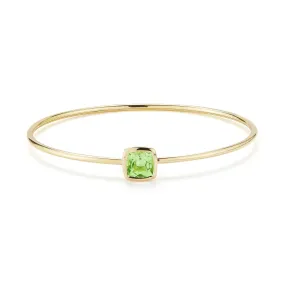 Gaia - Bangle Bracelet with Peridot, 18k Yellow Gold