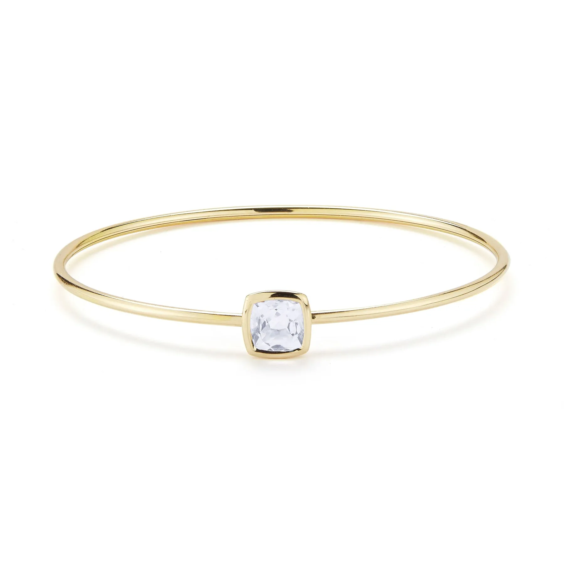 Gaia - Bangle Bracelet with White Topaz, 18k Yellow Gold