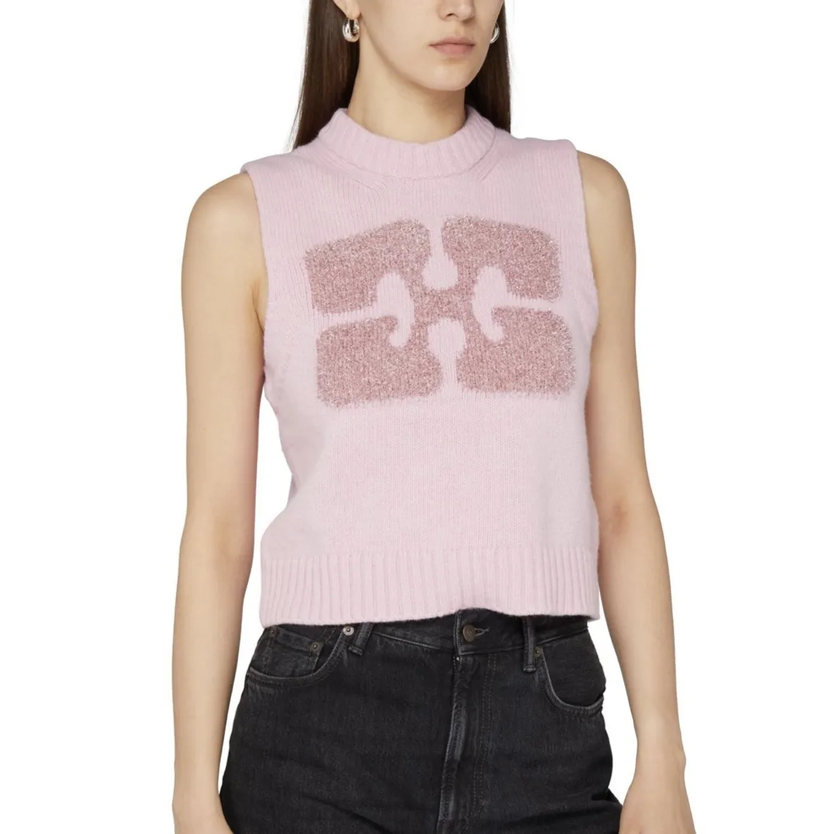 Ganni  |Casual Style Wool Sleeveless High-Neck Elegant Style Logo