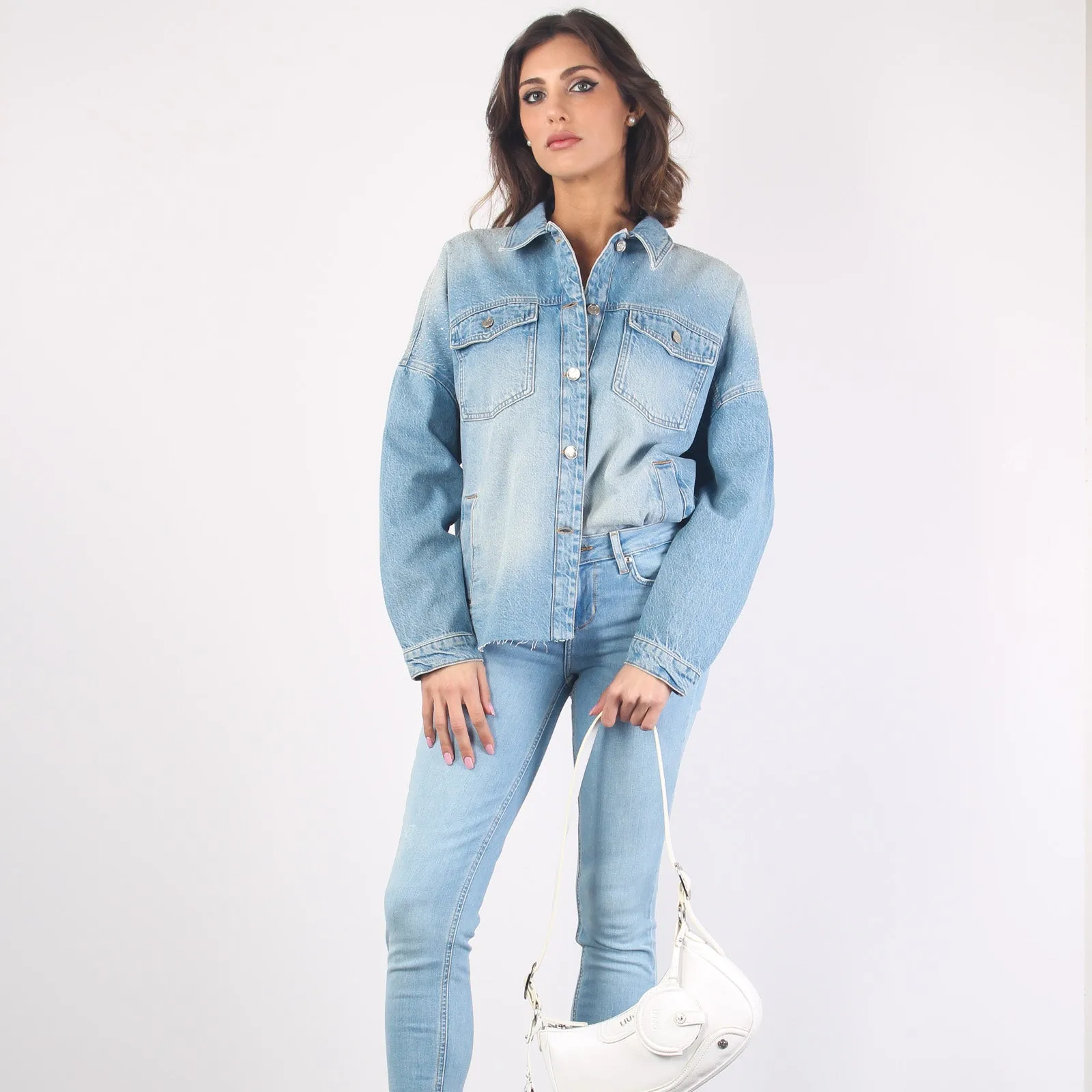 Giacca Denim Strass Denim Blue