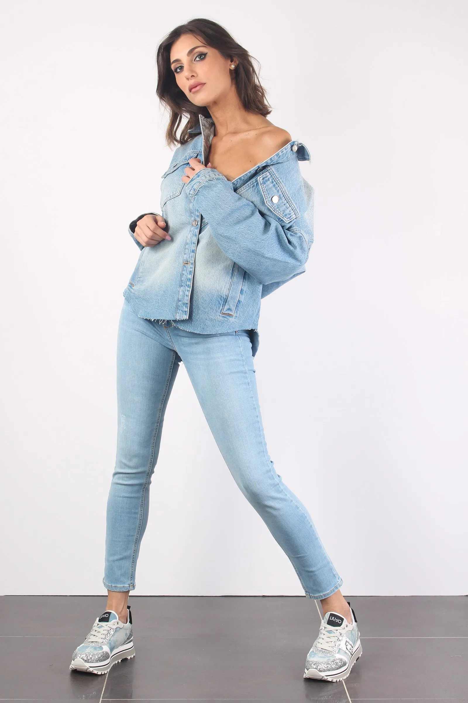 Giacca Denim Strass Denim Blue