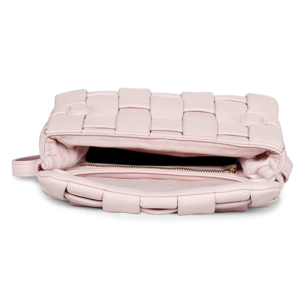 Giada Pink Blush Woven Leather Cross Body Sling Bags