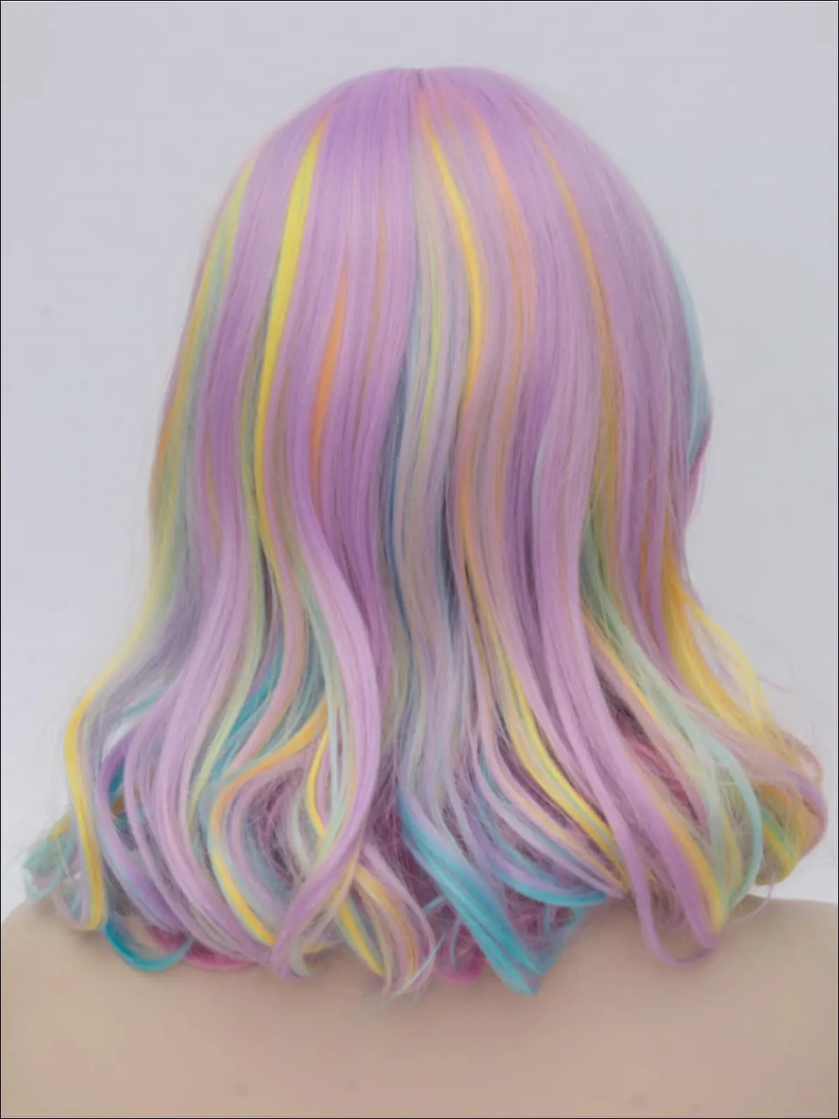 Girls Curly Pastel Rainbow Wig