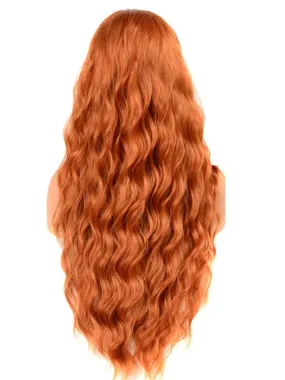 Girls Red Synthetic Deep Wave Wig