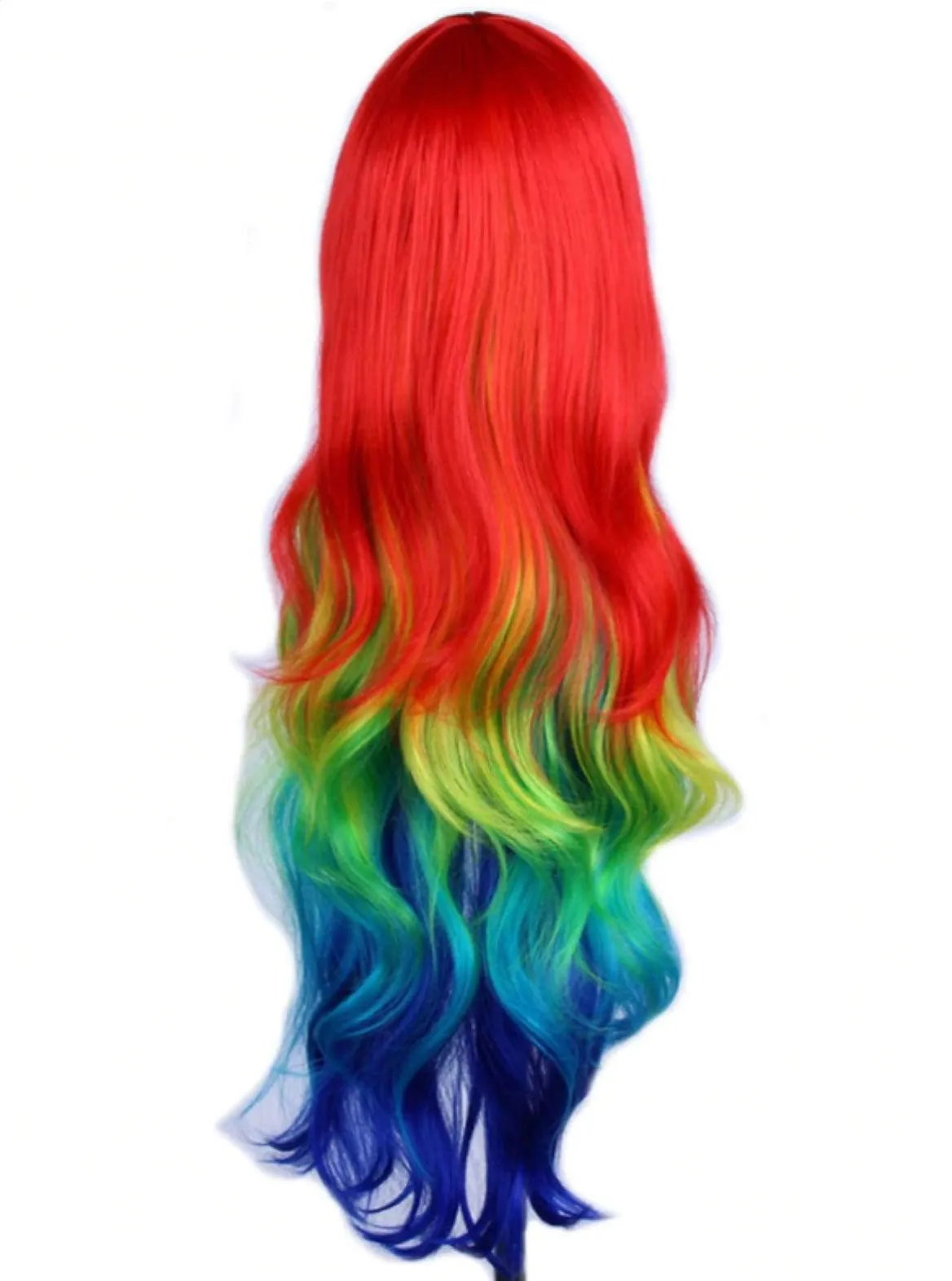 Girls Synthetic Curly Rainbow Colored Wig