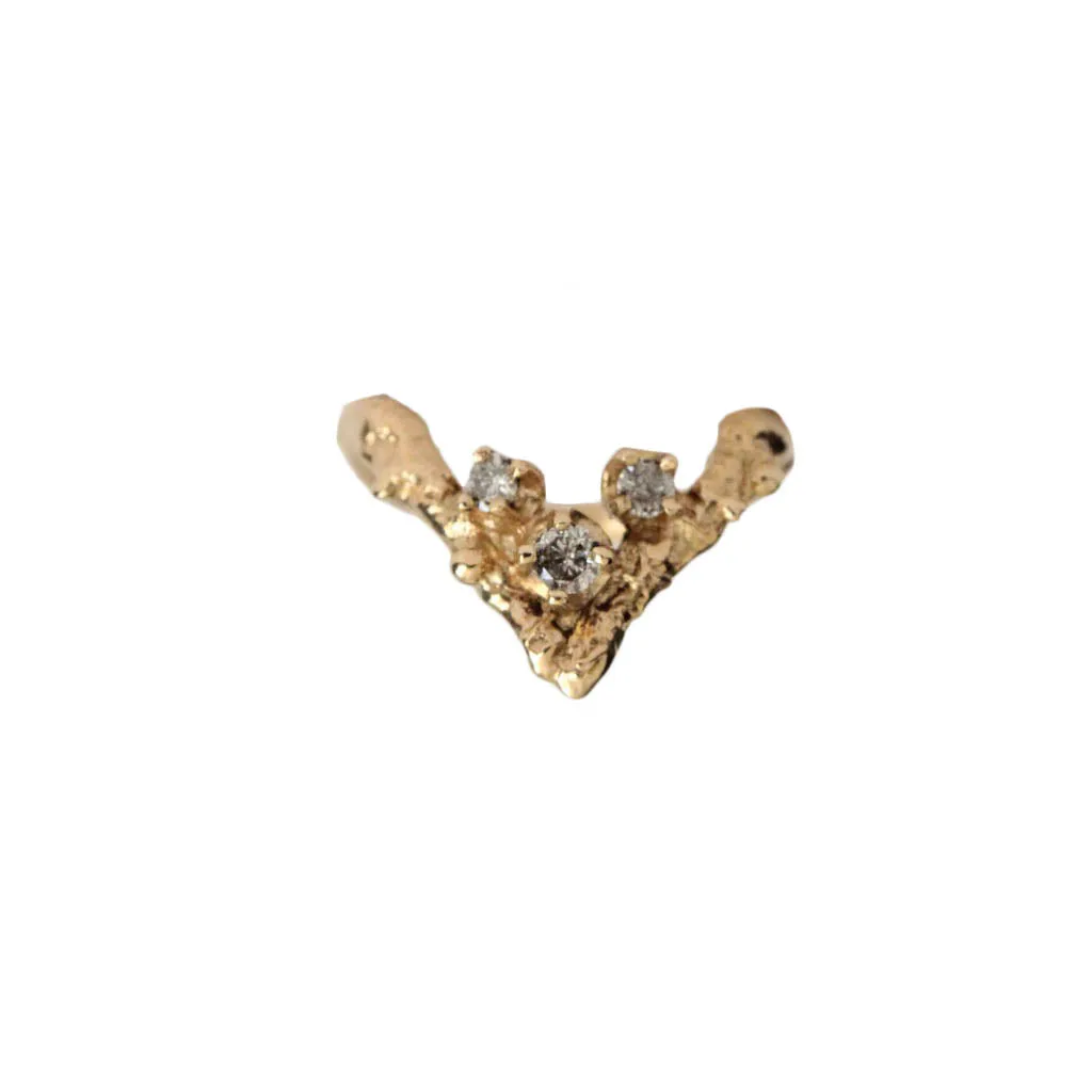 Gold Apex Ring with Grey Diamonds