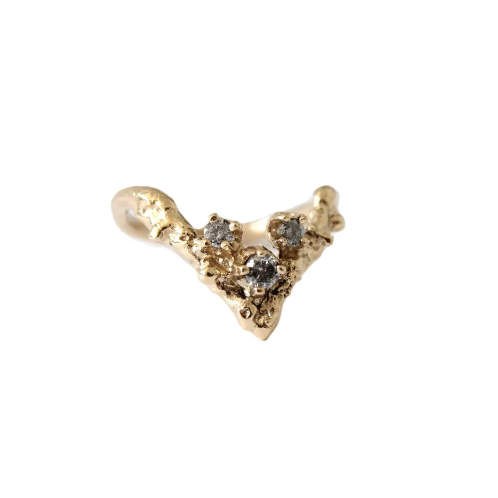 Gold Apex Ring with Grey Diamonds