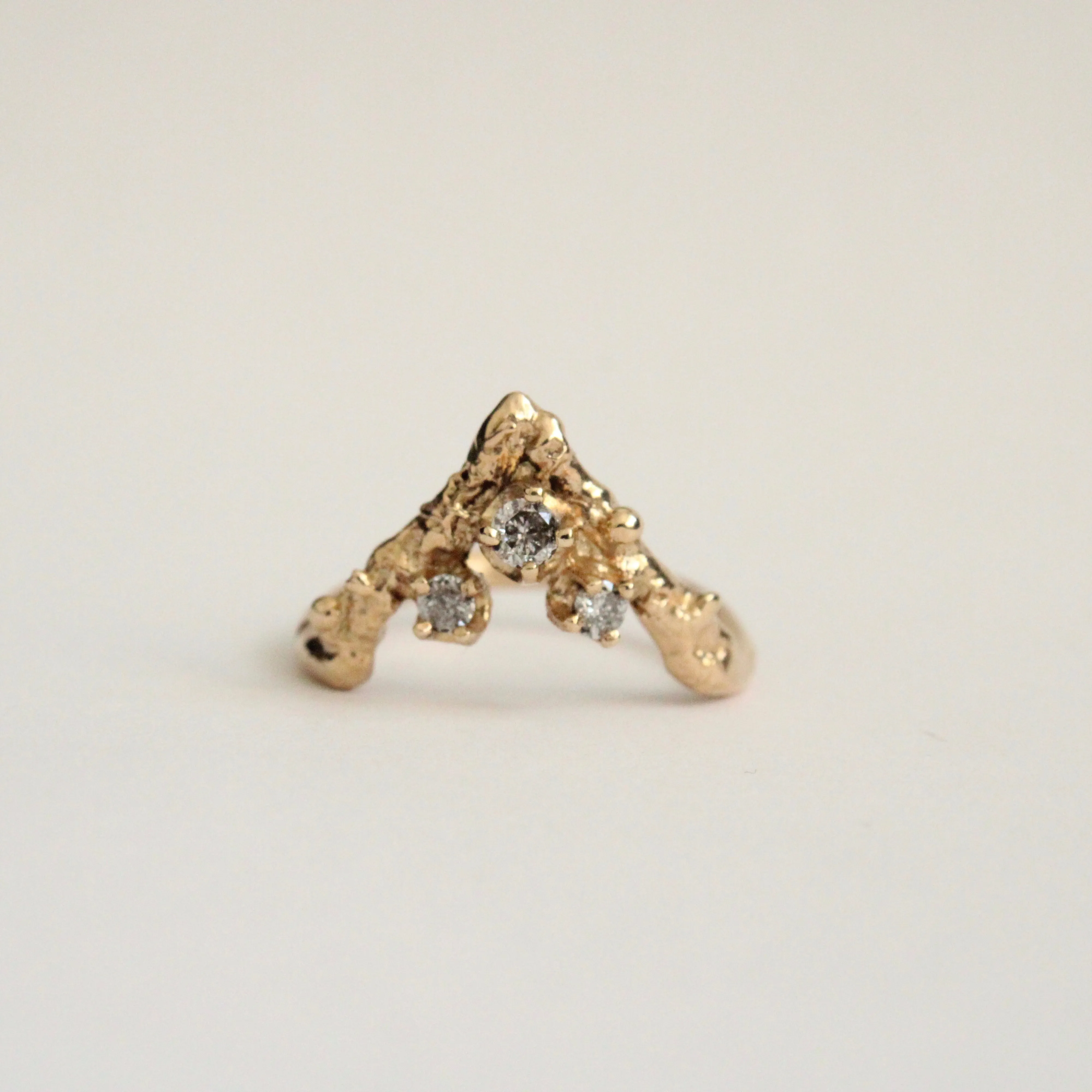 Gold Apex Ring with Grey Diamonds