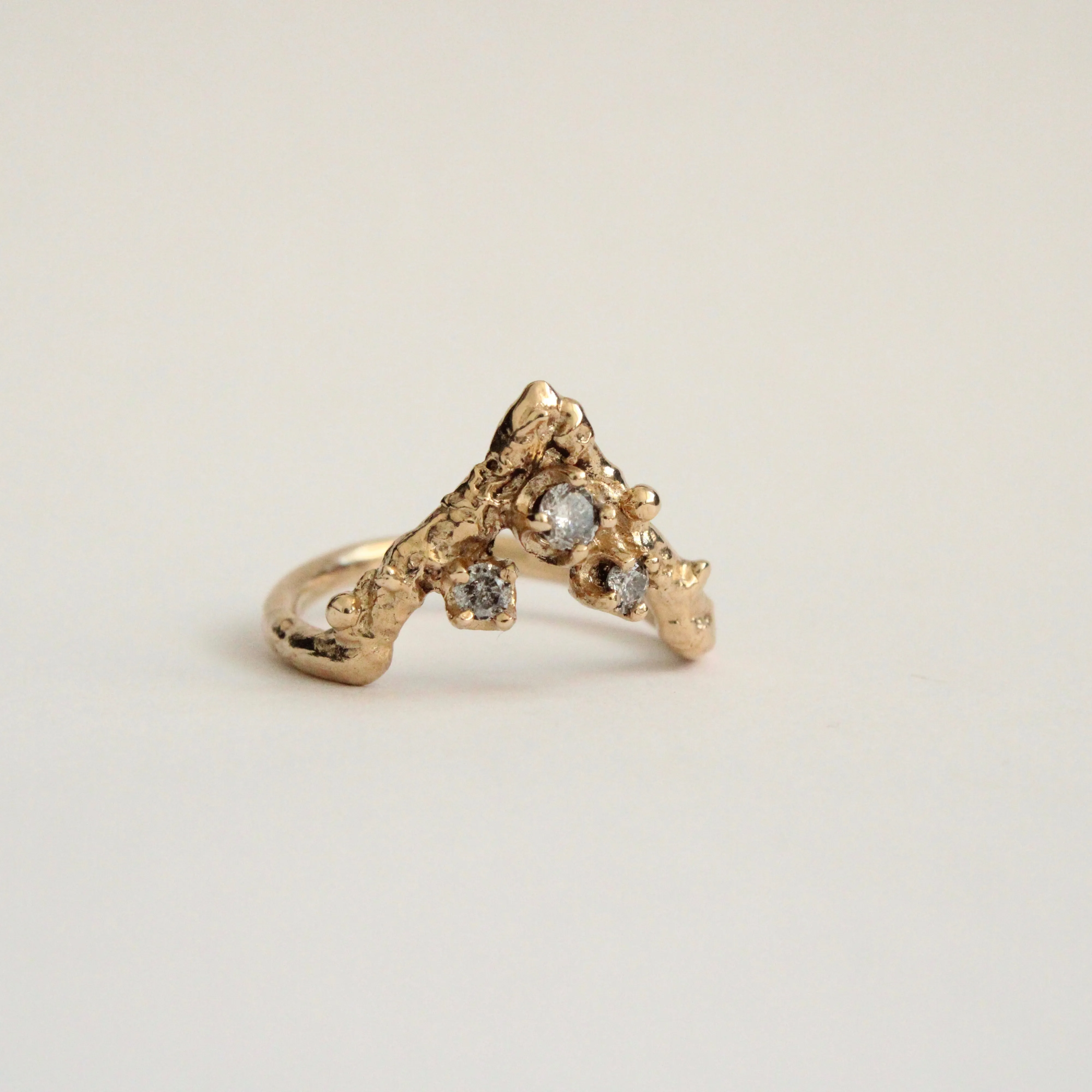 Gold Apex Ring with Grey Diamonds