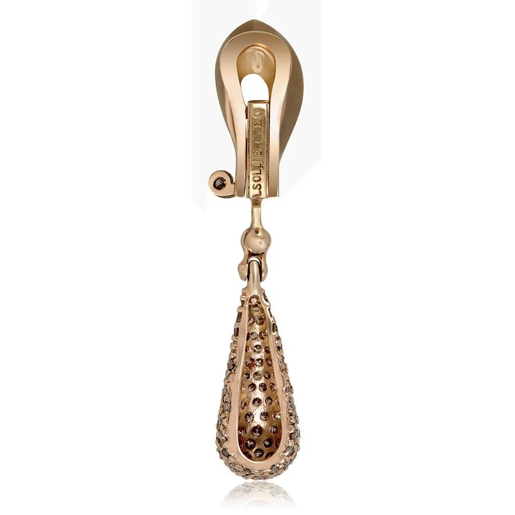 Gold Calla Drop Dangle Earrings with Champagne Diamonds