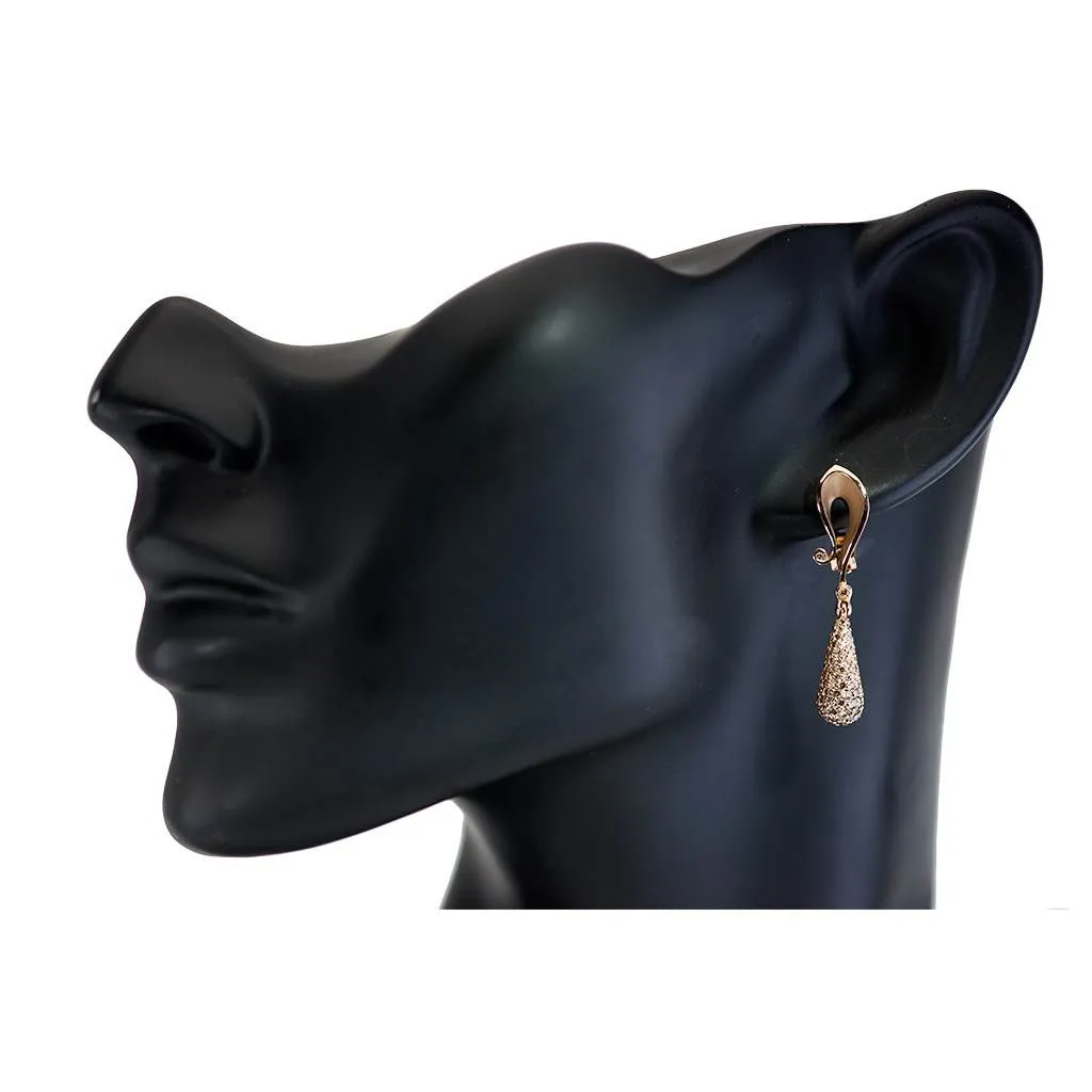 Gold Calla Drop Dangle Earrings with Champagne Diamonds