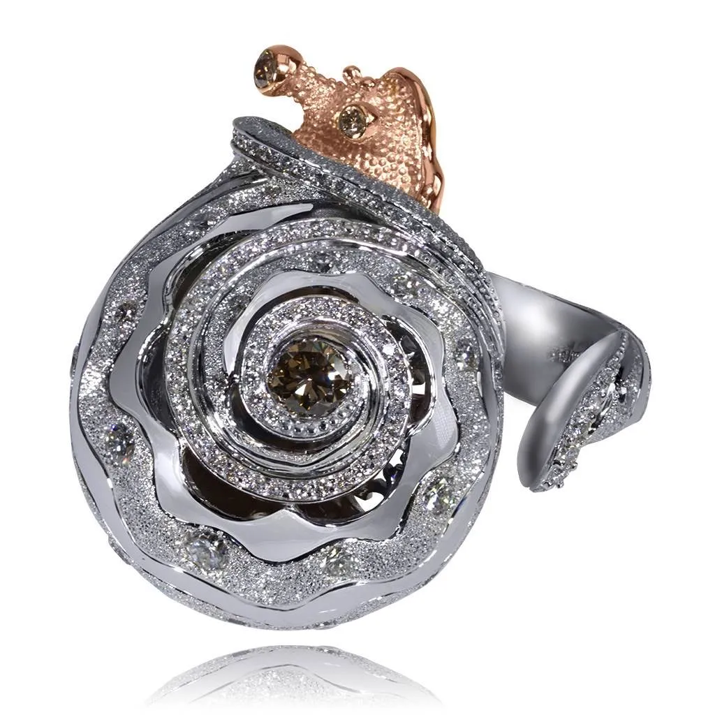 Gold Codi The Snail Ring with Diamonds