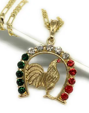 Gold Plated Chicken Rooster Pendant Necklace Figaro 24 4mm Gallo Medalla Oro Laminado